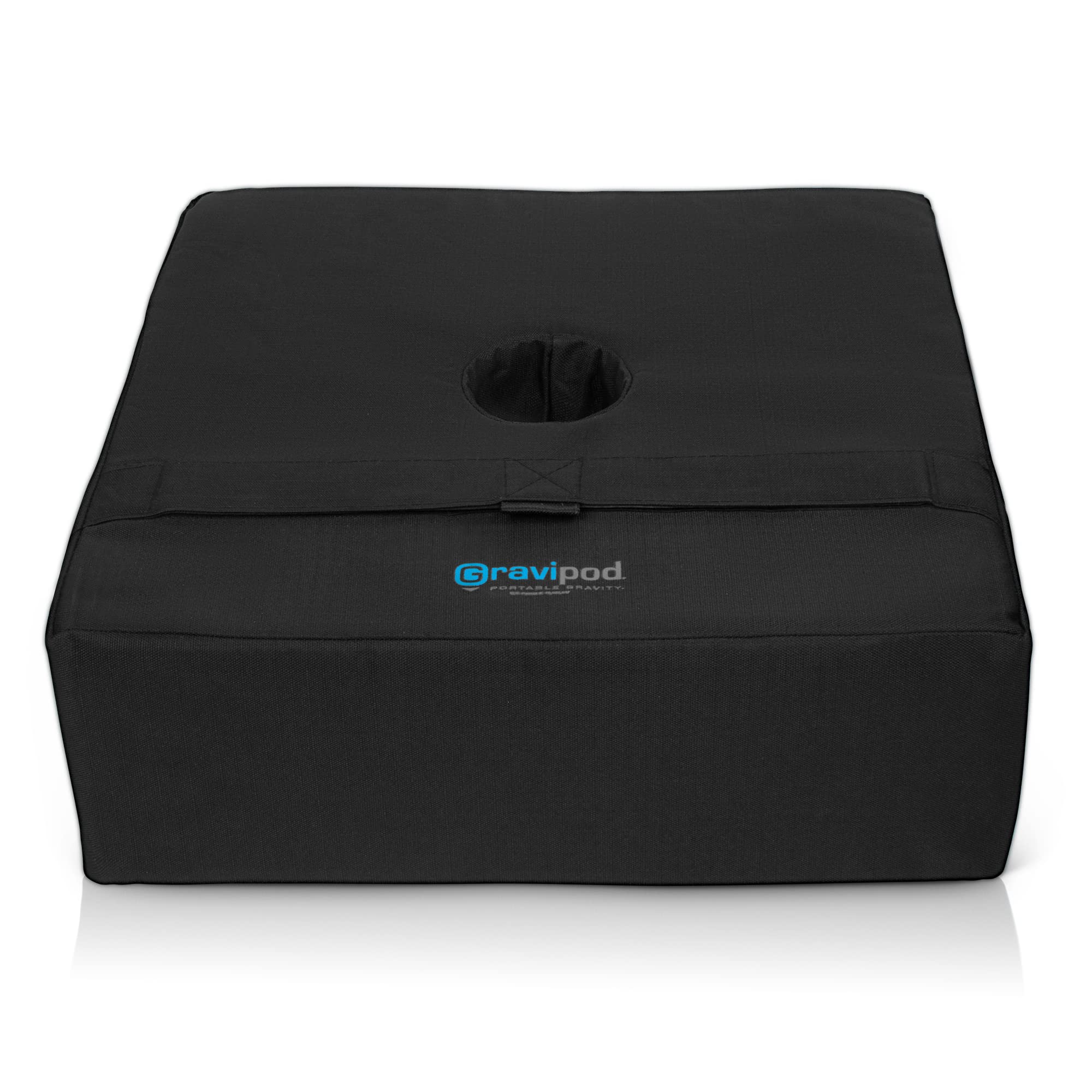 Gravipod front view showing square base and low-profile fit for stability