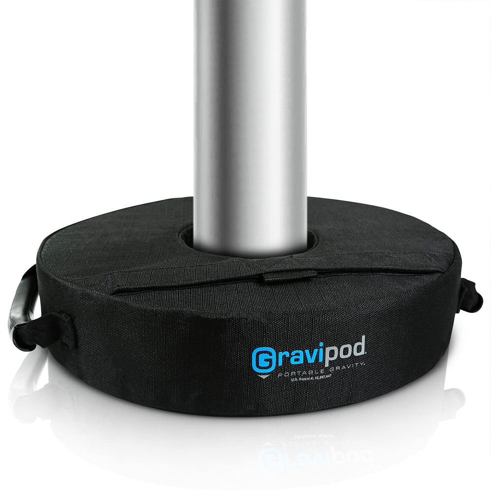 Gravipod stabilizing a light stand on location for safer photography shoots