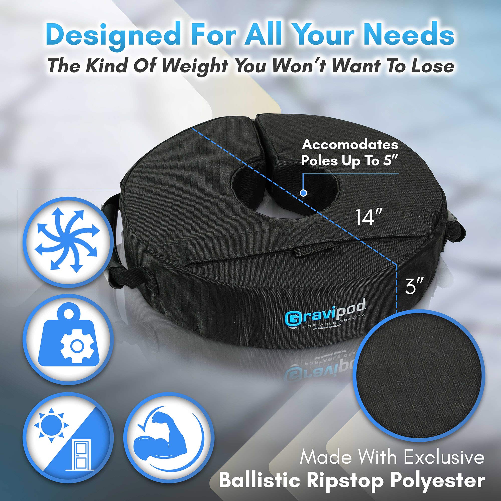 Gravipod weatherproof fabric detail showing reinforced seams for long-lasting outdoor use
