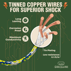 Grazeline strand cross section displaying six tinned copper wires for low resistance