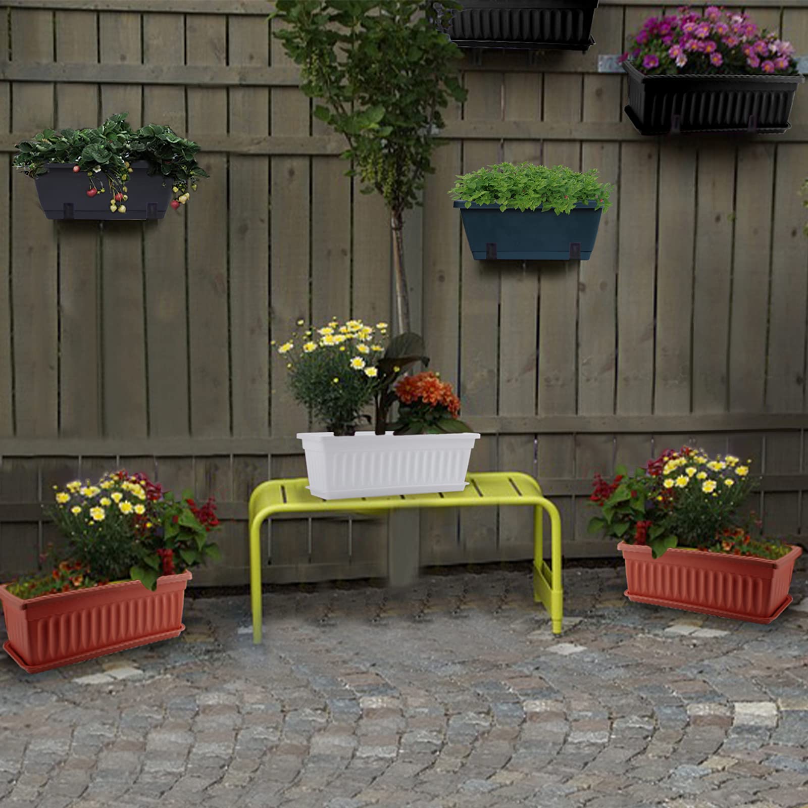 GREANER balcony display with flowers showing decorative curb appeal and weather resistance