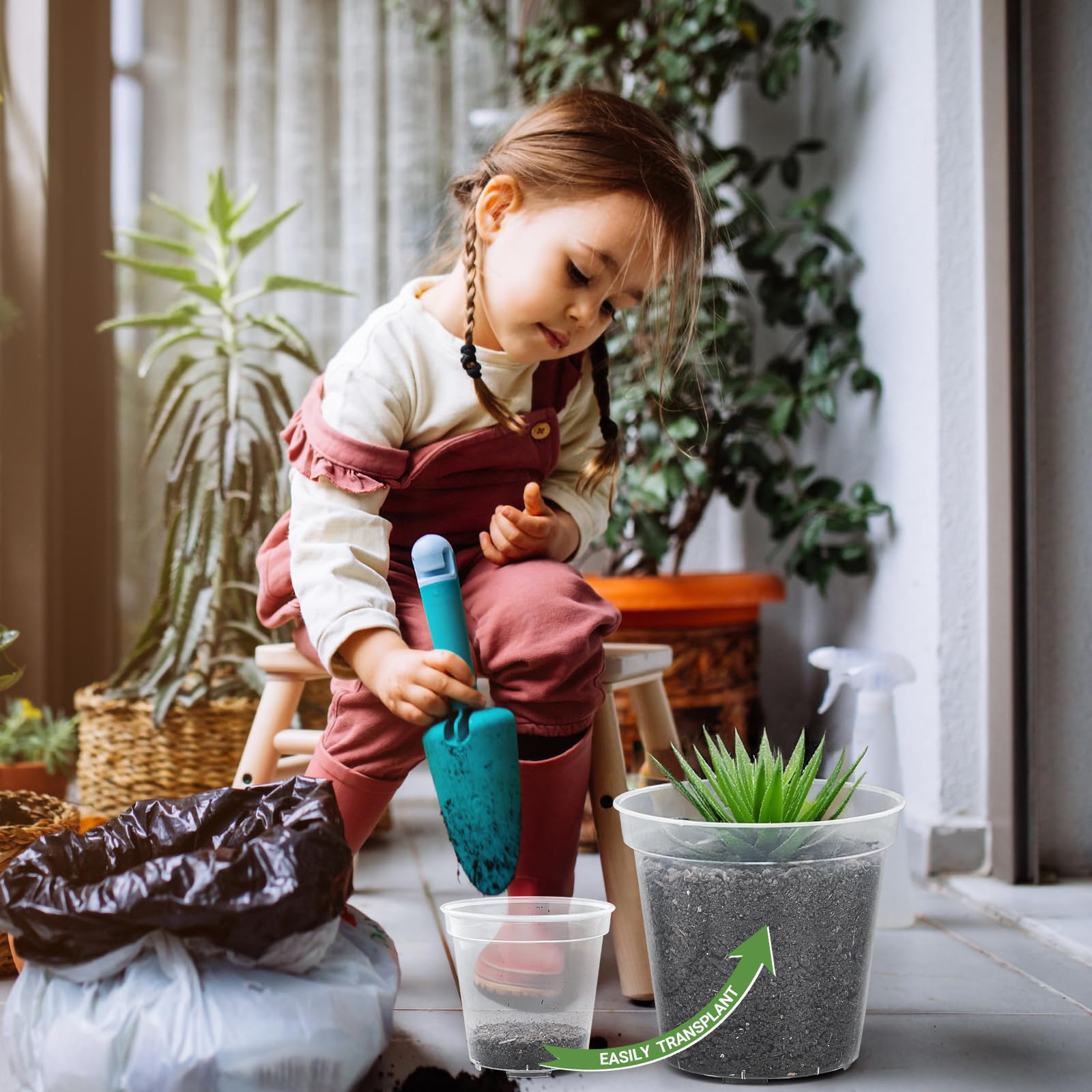 GREANER pot held in hand to show 10-inch scale and portability benefit