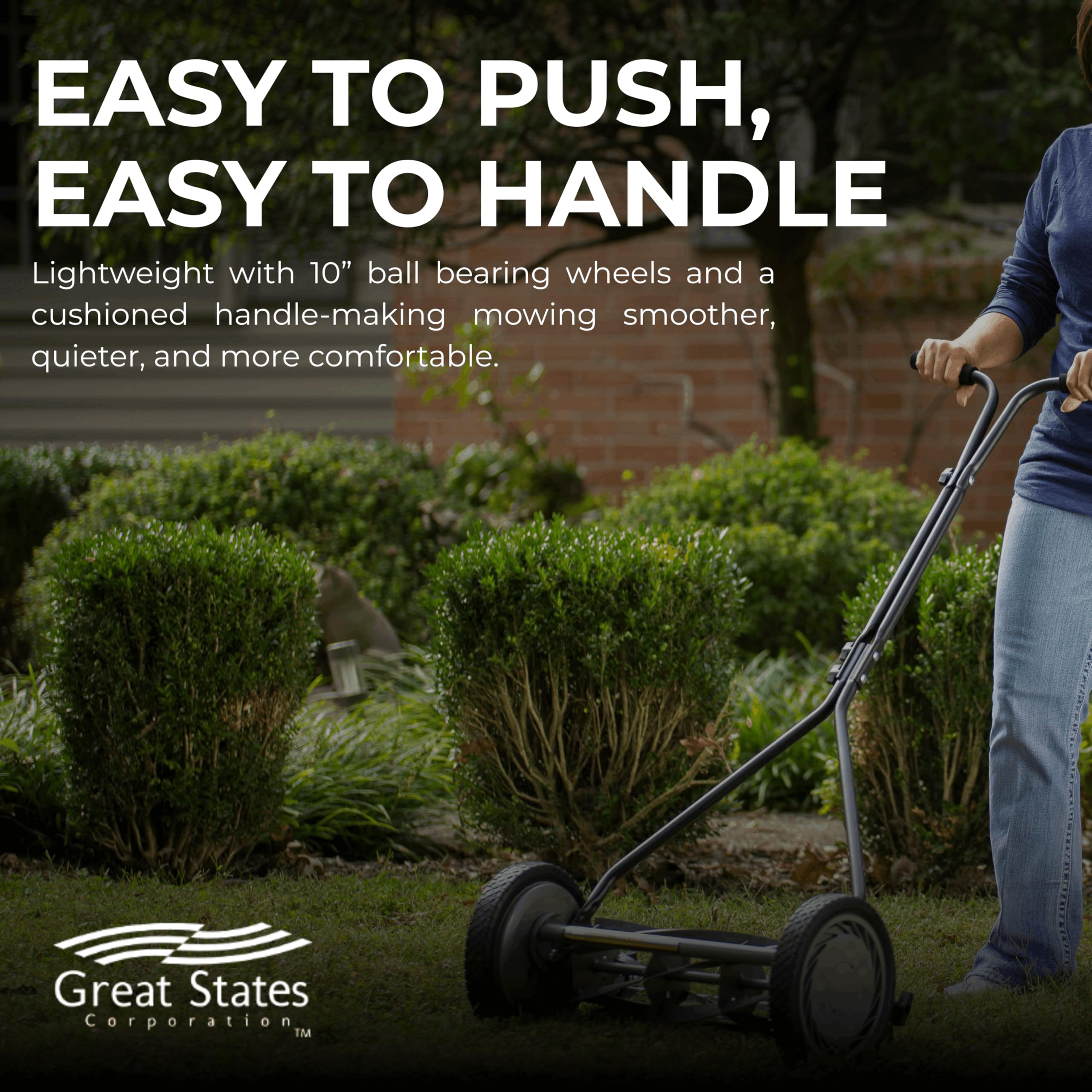 Great States height adjustment knob showing tool-less range control for precise mowing
