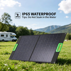 GRECELL panel with kickstands deployed showing stable angled sun positioning benefit