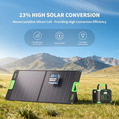 GRECELL 100W unfolded top showing full solar surface for faster charging