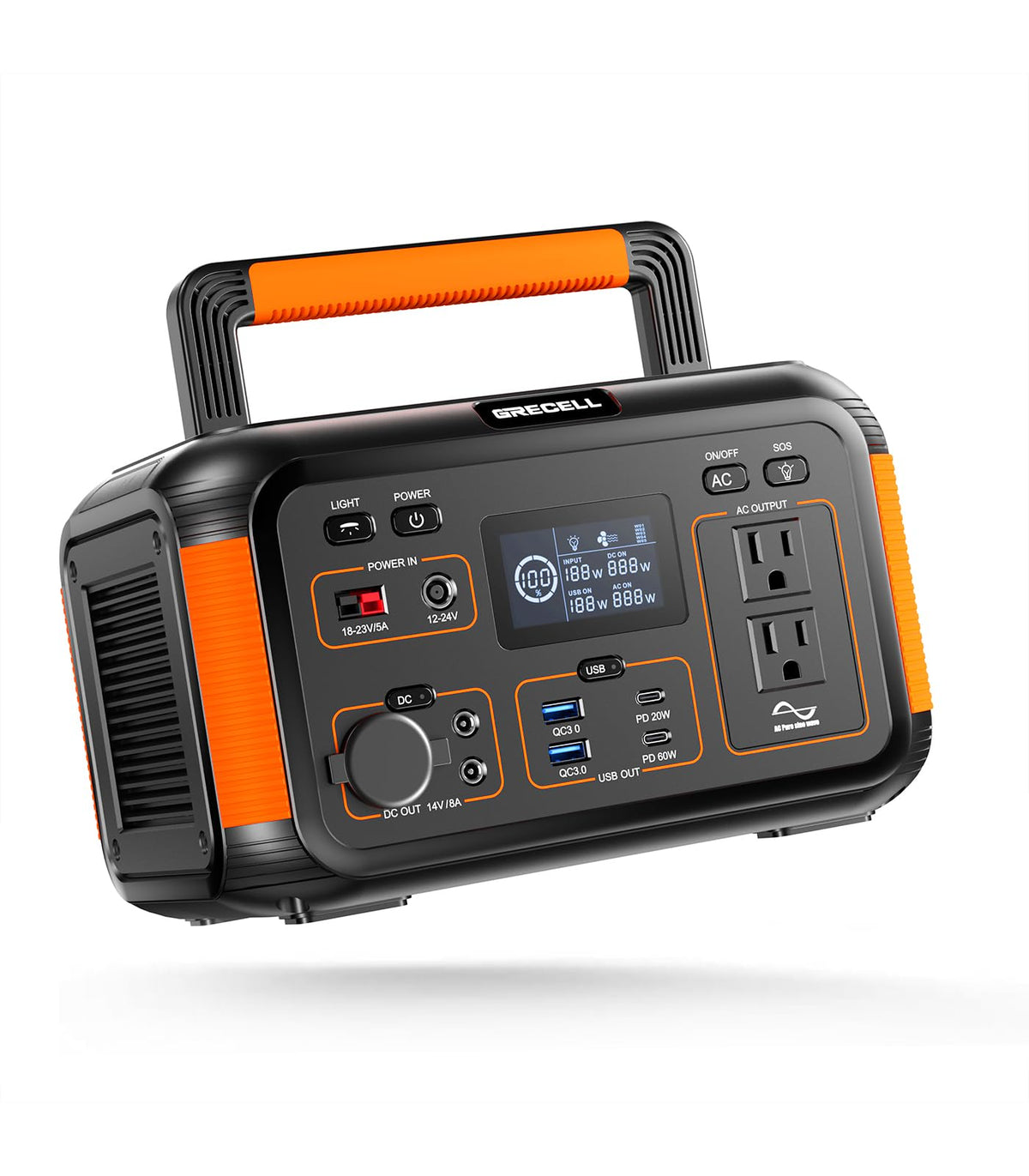 GRECELL front panel and handle showing portability and sturdy carry design