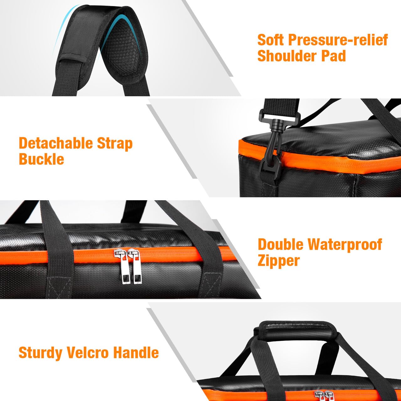 GRECELL padded handle and adjustable shoulder strap, eases long distance carrying