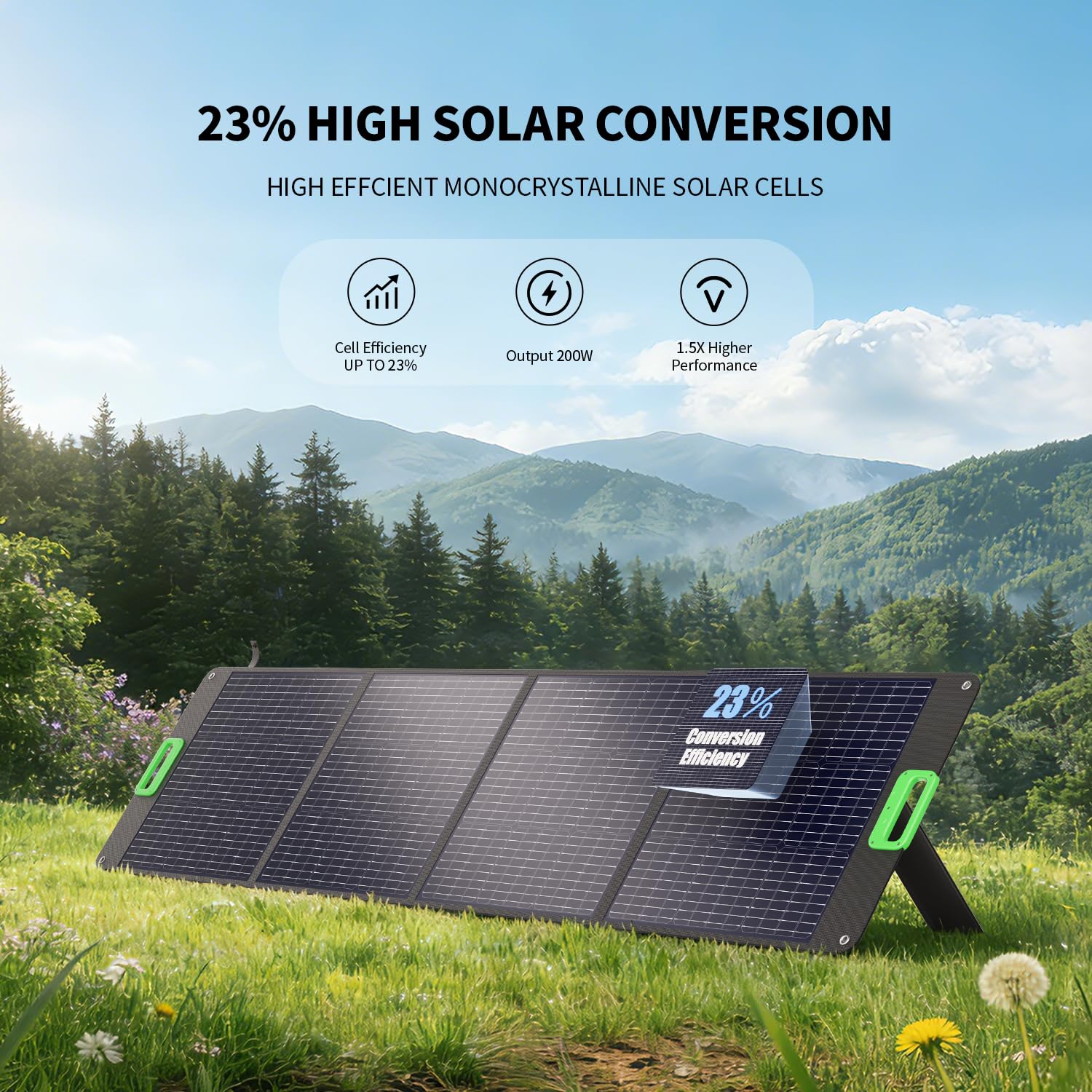 GRECELL unfolded panel full surface capturing sunlight for higher output