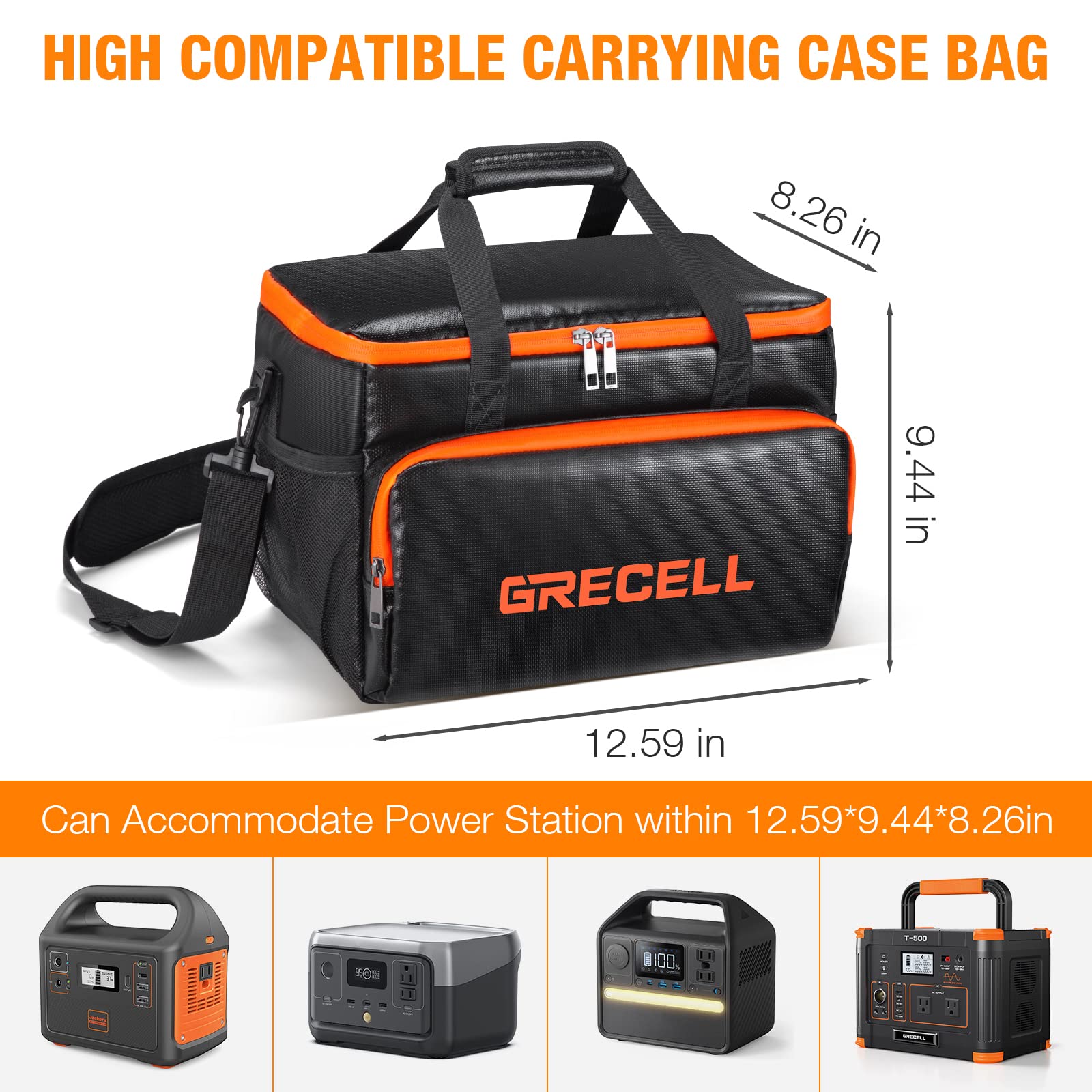 GRECELL side mesh pocket holding cables, keeps accessories organized and ready