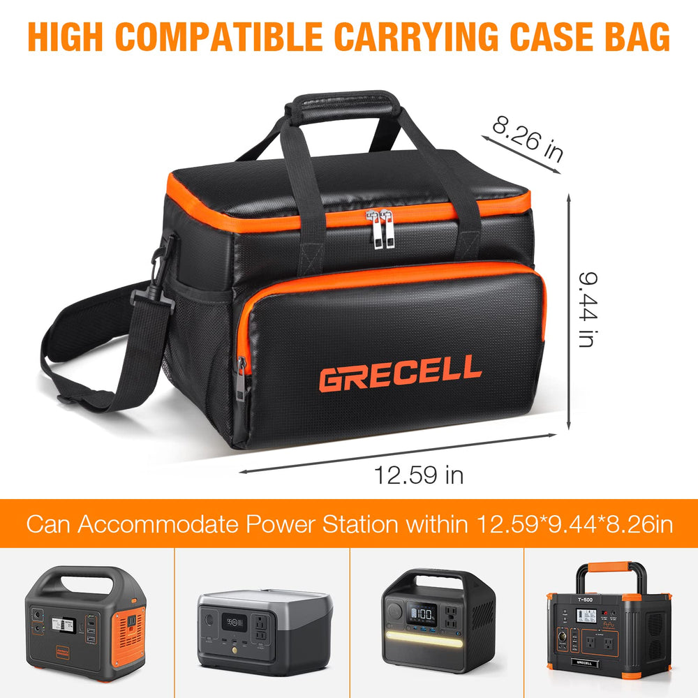 GRECELL side mesh pocket holding cables, keeps accessories organized and ready