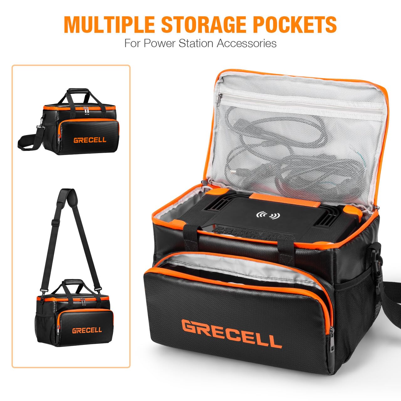 GRECELL case next to backpack for scale, helps judge size for travel storage