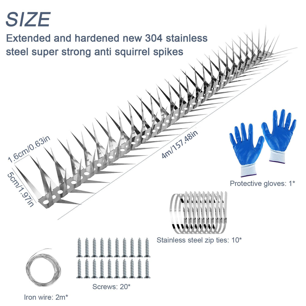 GRECOMEIN close-up of stainless spikes showing rust resistance