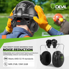 GREEN DEVIL close-up of anti-fog visor detail for clear vision during work