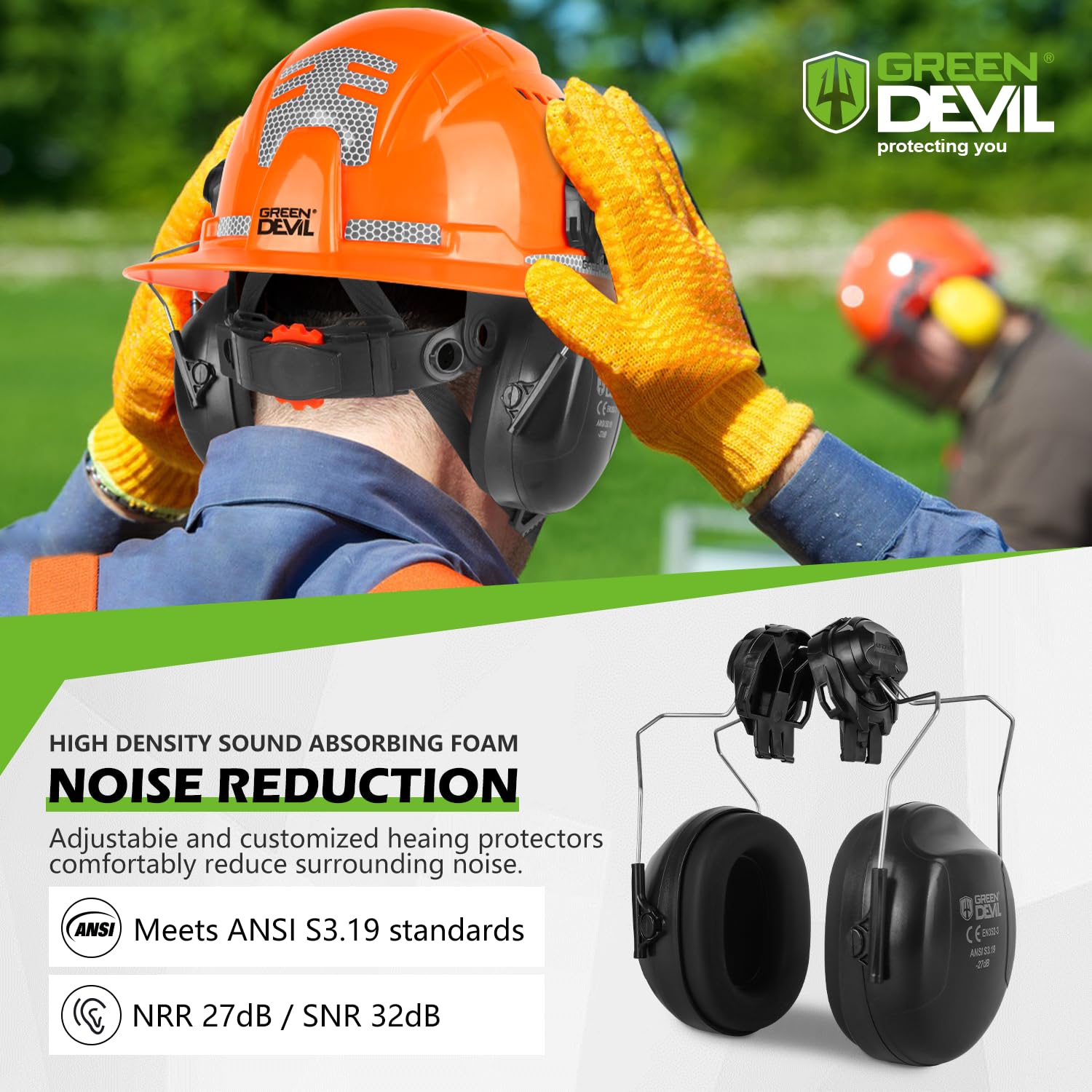 GREEN DEVIL detachable face shield detail blocks debris