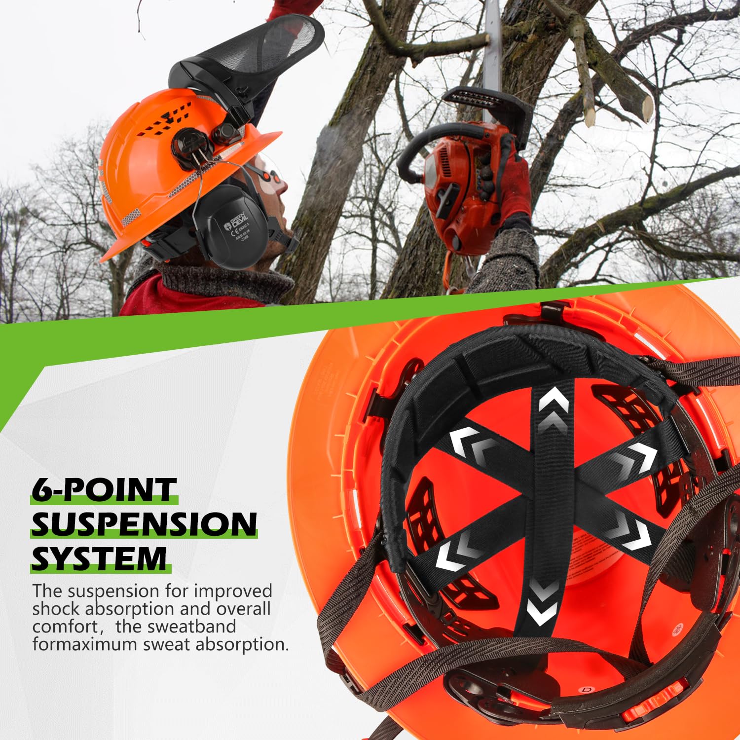 GREEN DEVIL attached ear muffs image highlighting hearing protection during cutting