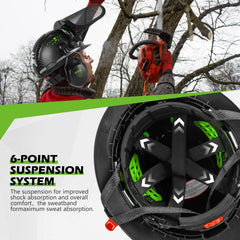 GREEN DEVIL ear muffs attachment detail showing noise reduction benefit