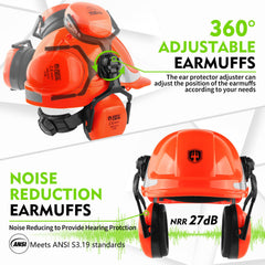GREEN DEVIL side profile with fold-down earmuffs offering certified noise reduction benefit