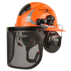 GREEN DEVIL full brim helmet front view showing broad coverage and weather protection
