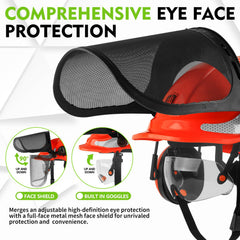 GREEN DEVIL metal mesh face shield detail deflecting branches and wood chips for safety