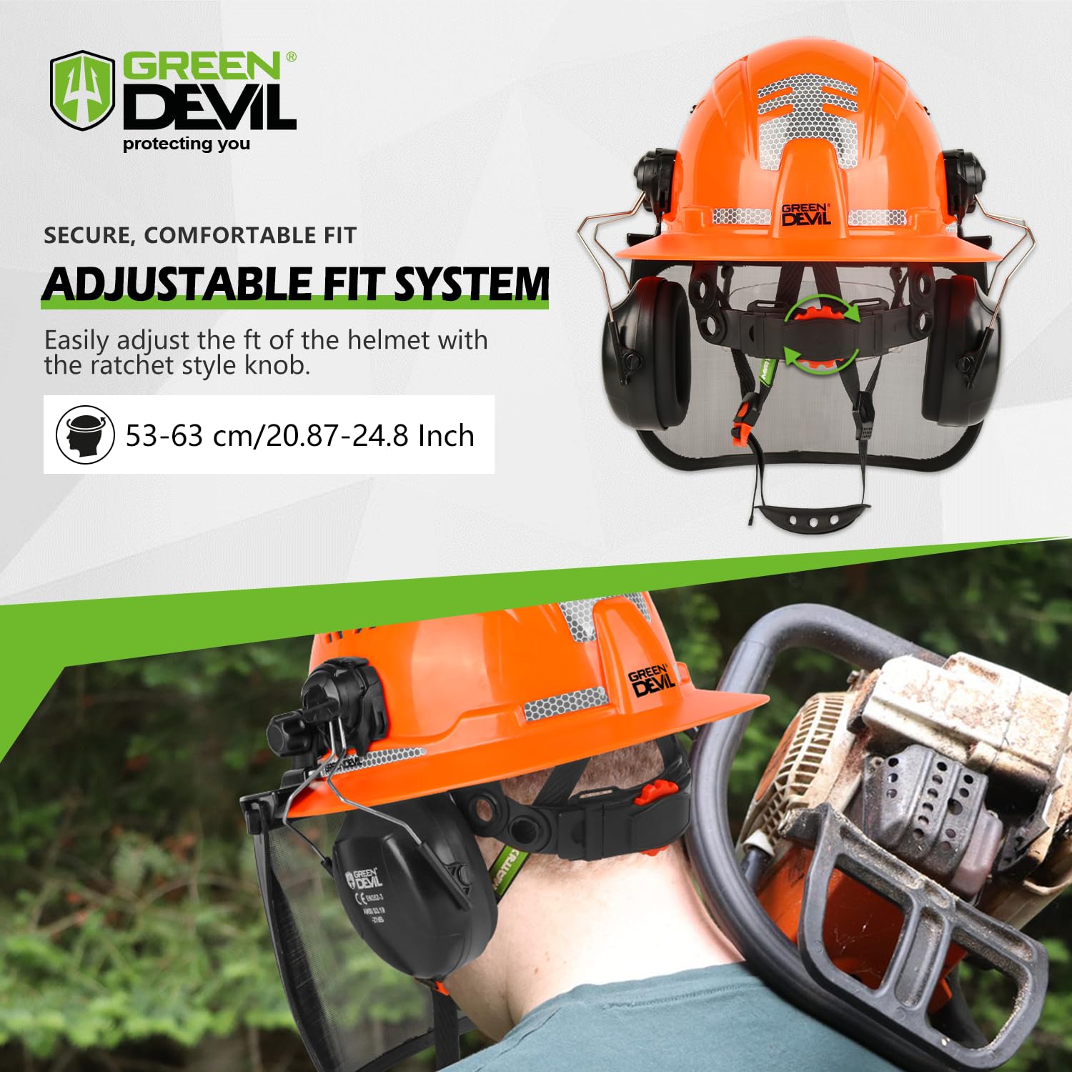 GREEN DEVIL helmet held in hands for size comparison and portability benefit