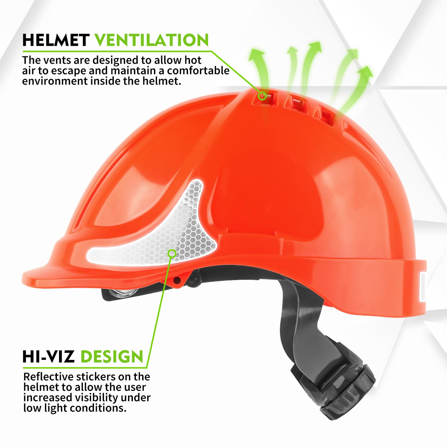 GREEN DEVIL helmet with liner and drawstring bag showing fit range and included accessories