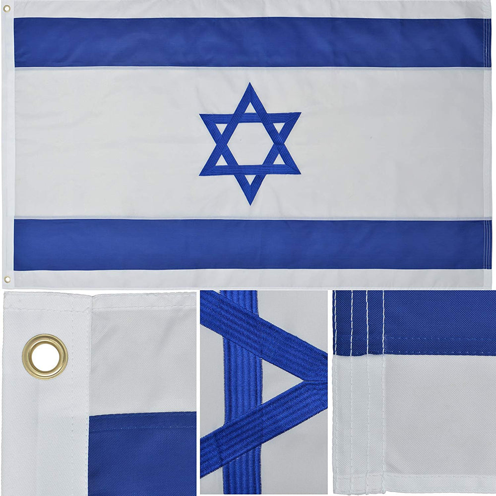 Green Grove flag next to door showing 3x5 ft scale and easy visual size benefit