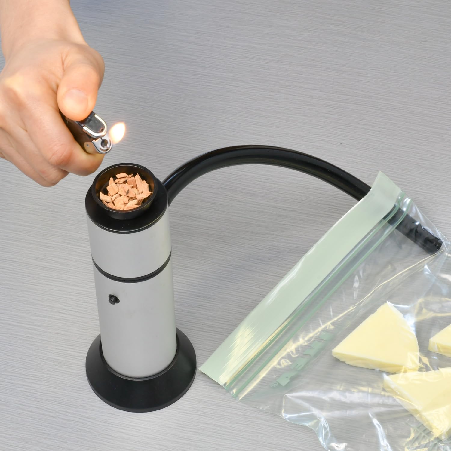 GREEN HOUSE smoking gun at picnic showing cordless outdoor convenience