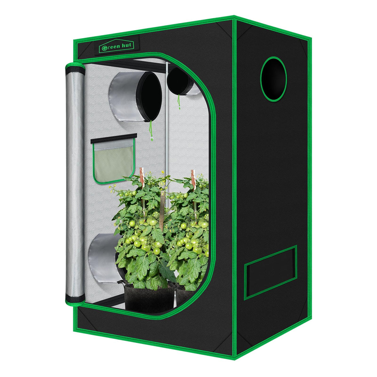 Green Hut front view of 24x36x60 tent showing compact footprint and lightproof shell for efficient indoor gardening