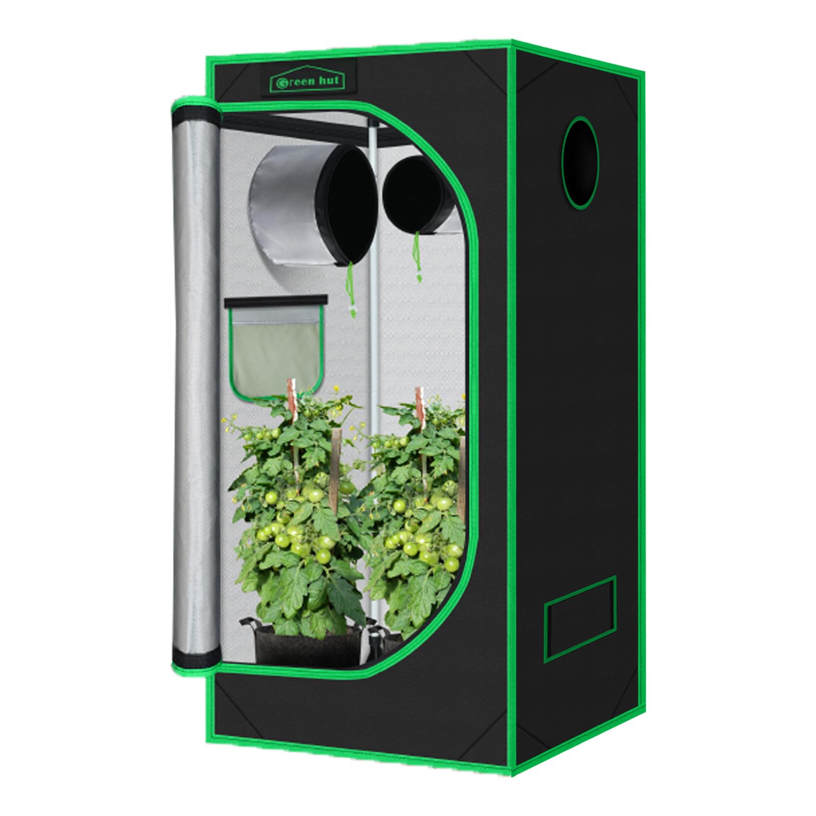 Green Hut front view of 3x3 grow tent showing compact footprint and door