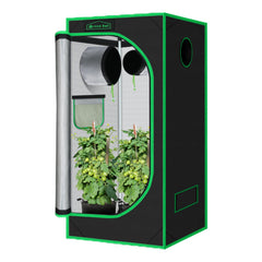 Green Hut front view of 3x3 grow tent showing compact footprint and door
