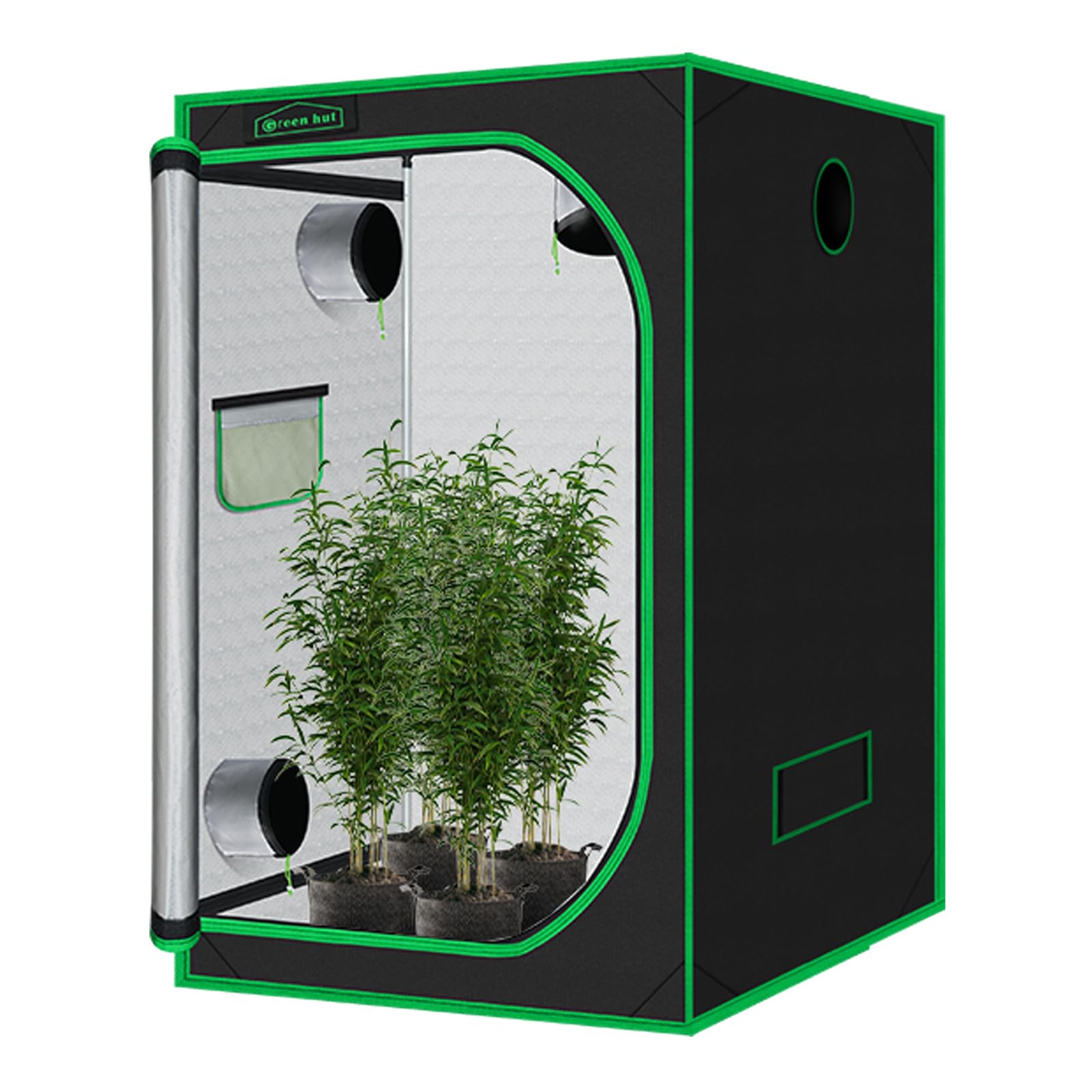 Green Hut front view of 5x5 grow tent showing structure and access benefit