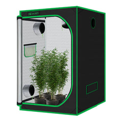 Green Hut front view of 5x5 grow tent showing structure and access benefit