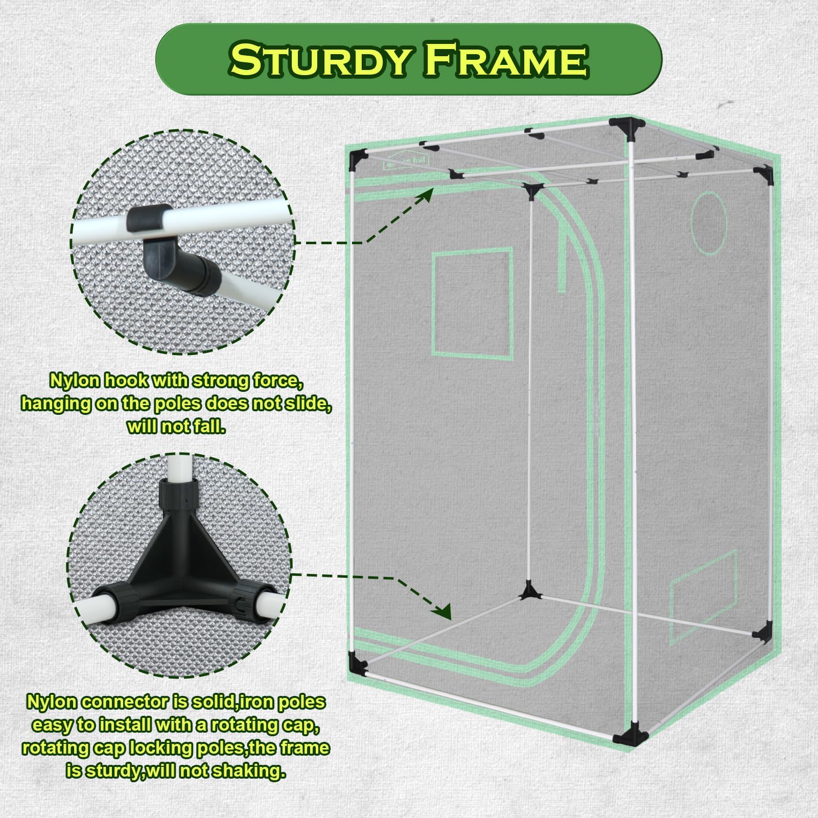 Green Hut grow tent with lights and inline fan installed for efficient ventilation