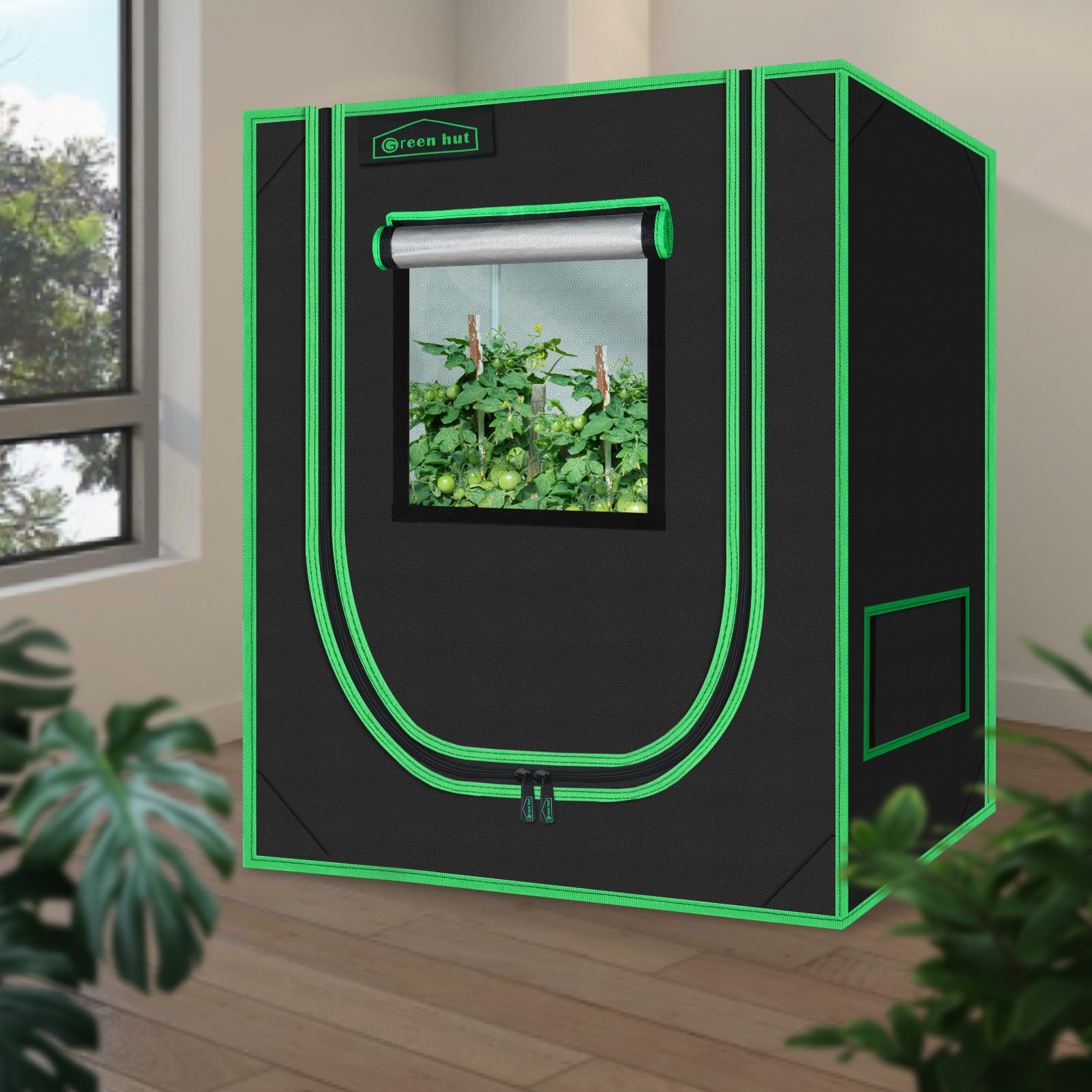 Green Hut interior showing reflective Mylar lining improving light distribution benefit
