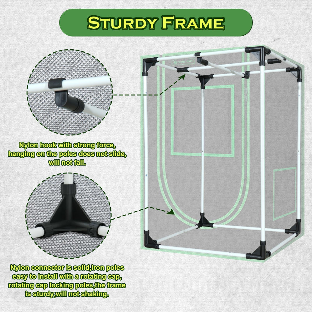 Green Hut vent port and heavy-duty zipper seal showing minimized light leakage