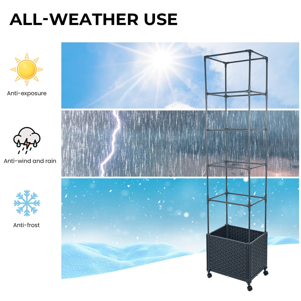 GREEN MOUNT material label close-up showing food-grade polypropylene and weatherproof benefit