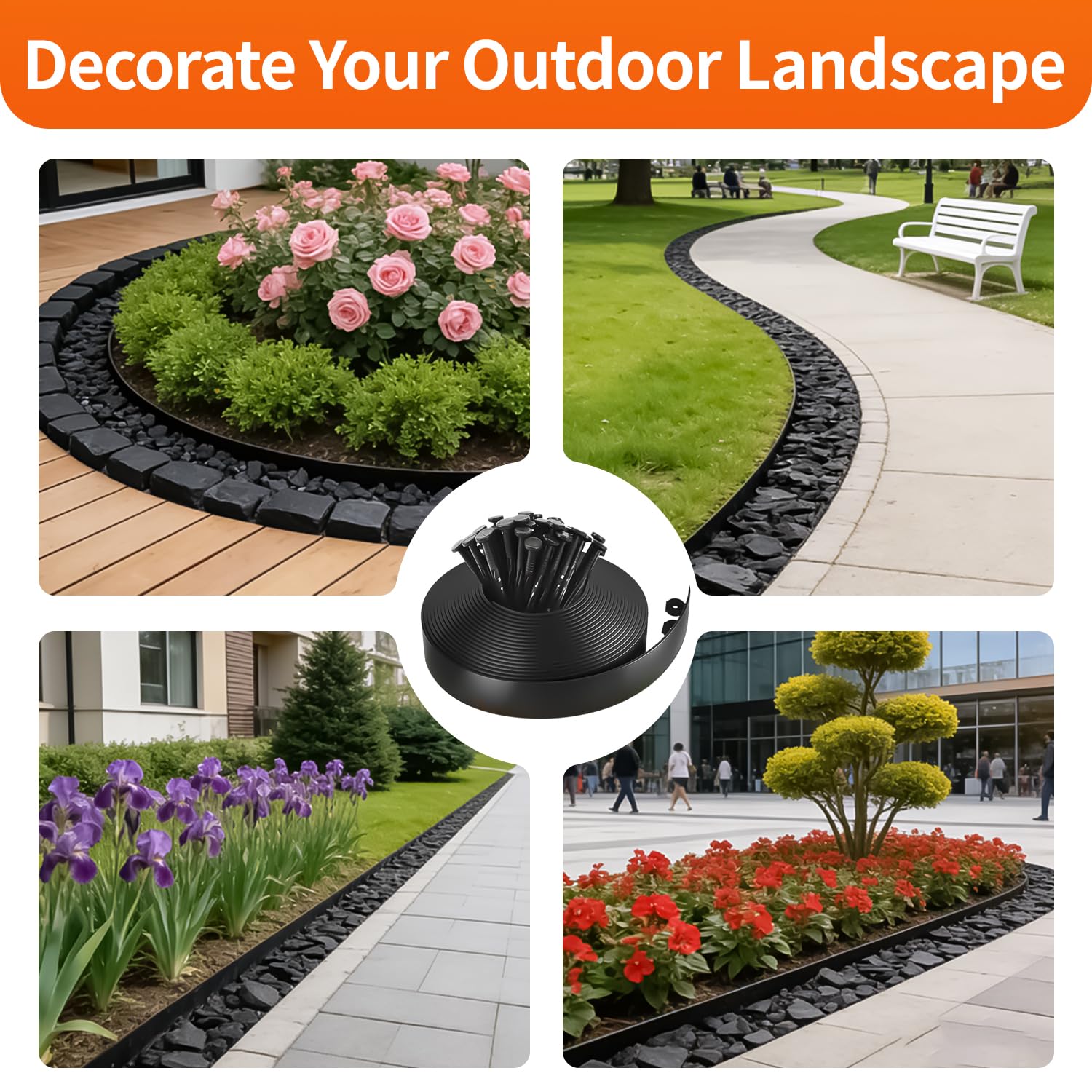 Green orange edging lining a backyard pathway showing improved curb appeal and order