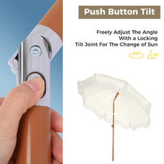 GREEN PARTY pole and fiberglass ribs detail showing sturdy frame and durability