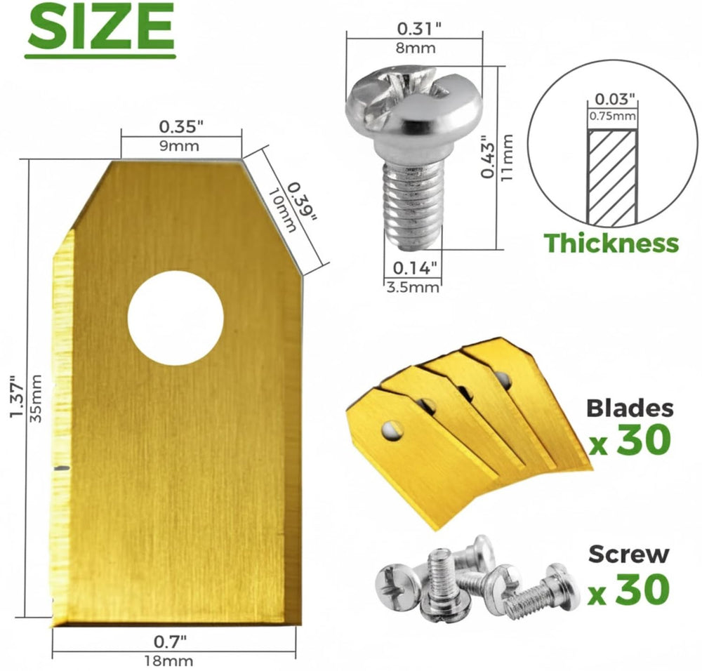 Green Piece close-up of stainless-steel blade edge for sharper cuts