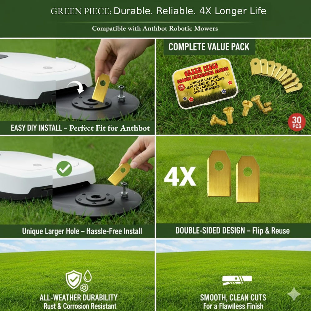 Green Piece blade beside ruler to show correct size for Anthbot