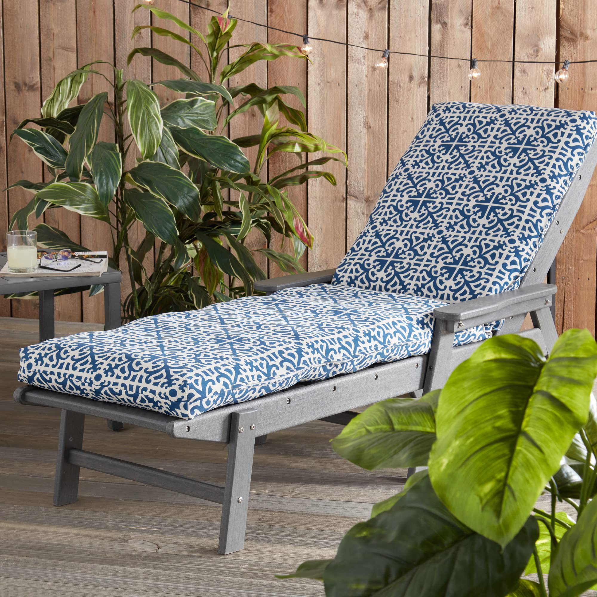 Greendale Home Fashions azure fabric close-up showing texture and water resistance benefit