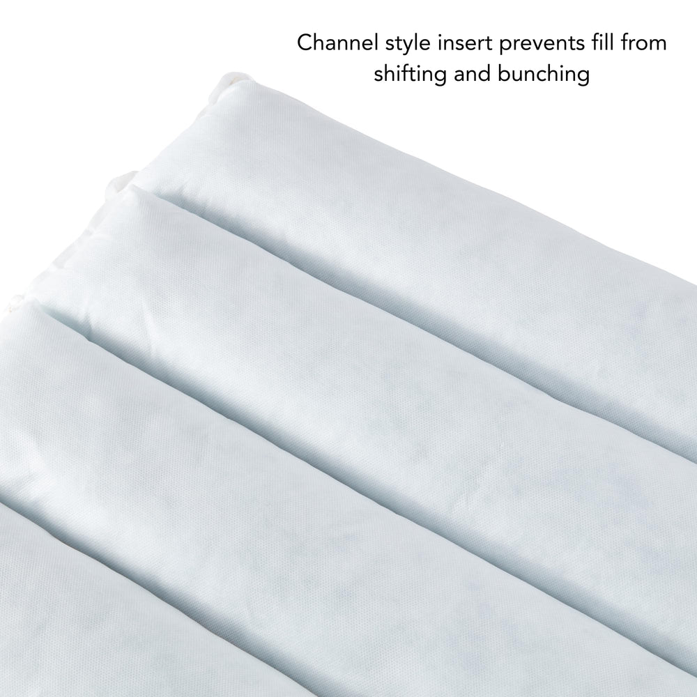 Greendale Home Fashions label and packaging showing made-in-USA fill benefit and quality