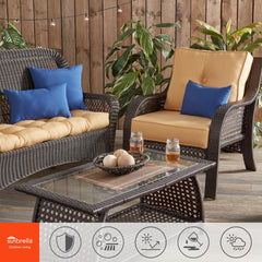 Greendale Home Fashions cushions placed on a patio chair conveying comfortable outdoor seating