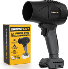 GREENFURY blower front view showing compact profile and airflow benefit
