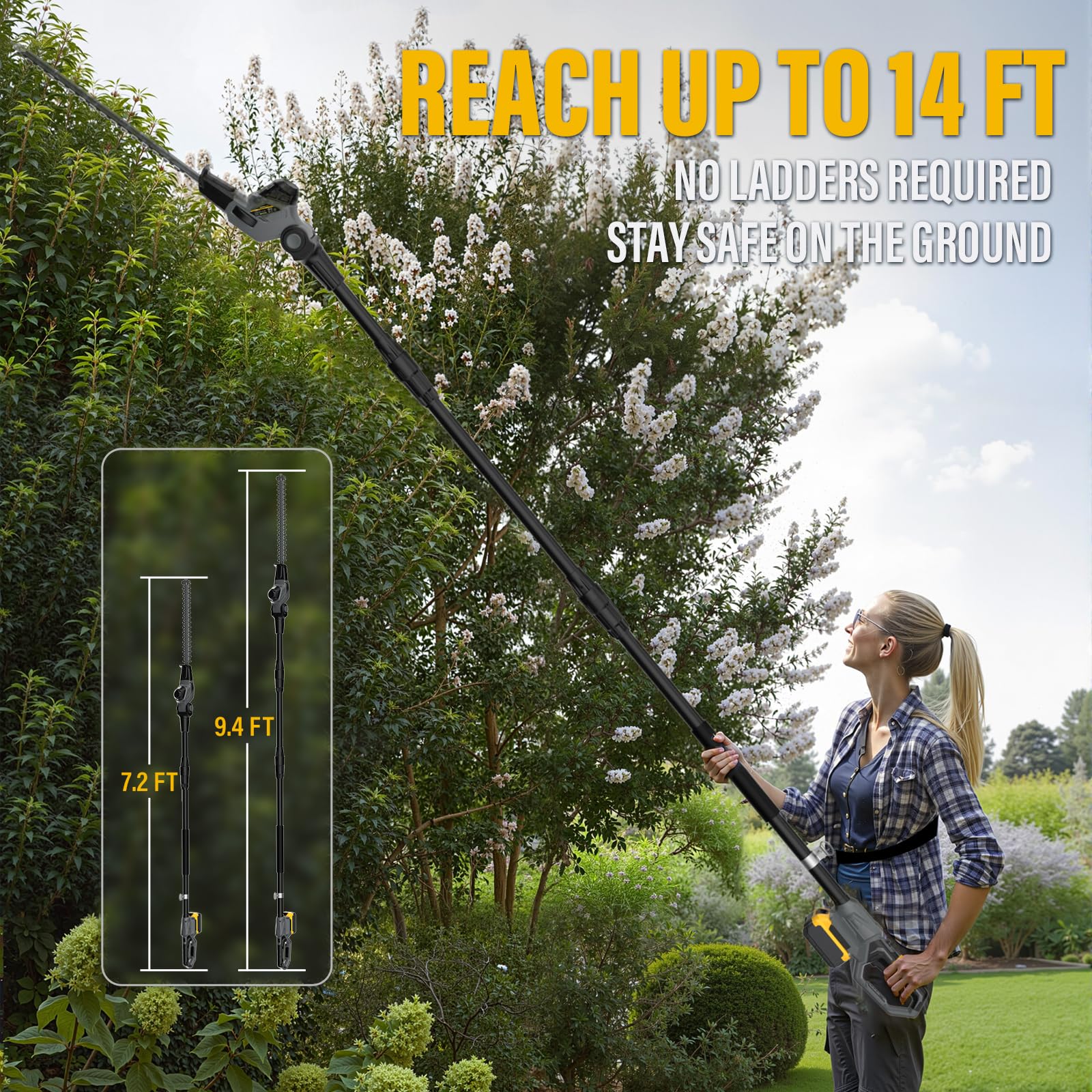 GREENFURY ergonomic handle and lightweight controls for comfortable extended use