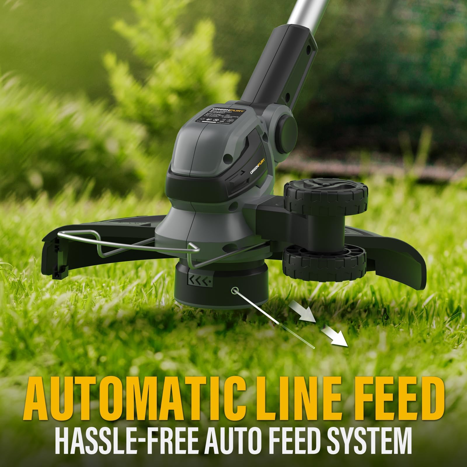 GREENFURY side profile with pivoted head, demonstrates quick trim-to-edge conversion