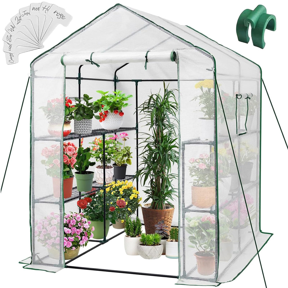 Greengro front view greenhouse showing sturdy frame and compact footprint