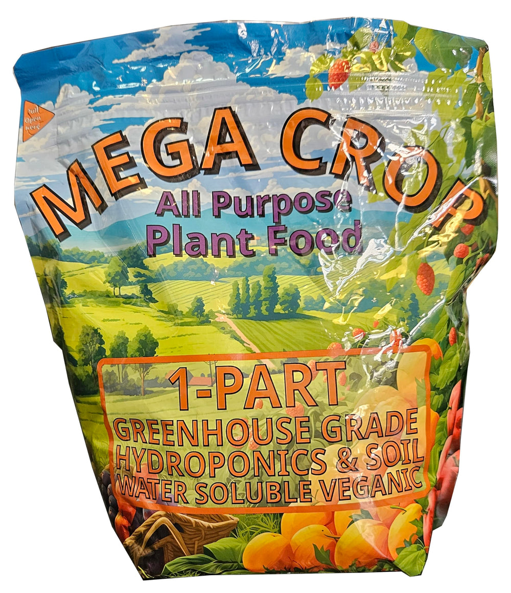 Greenleaf bottle front packaging showing Mega Crop for simplified feeding