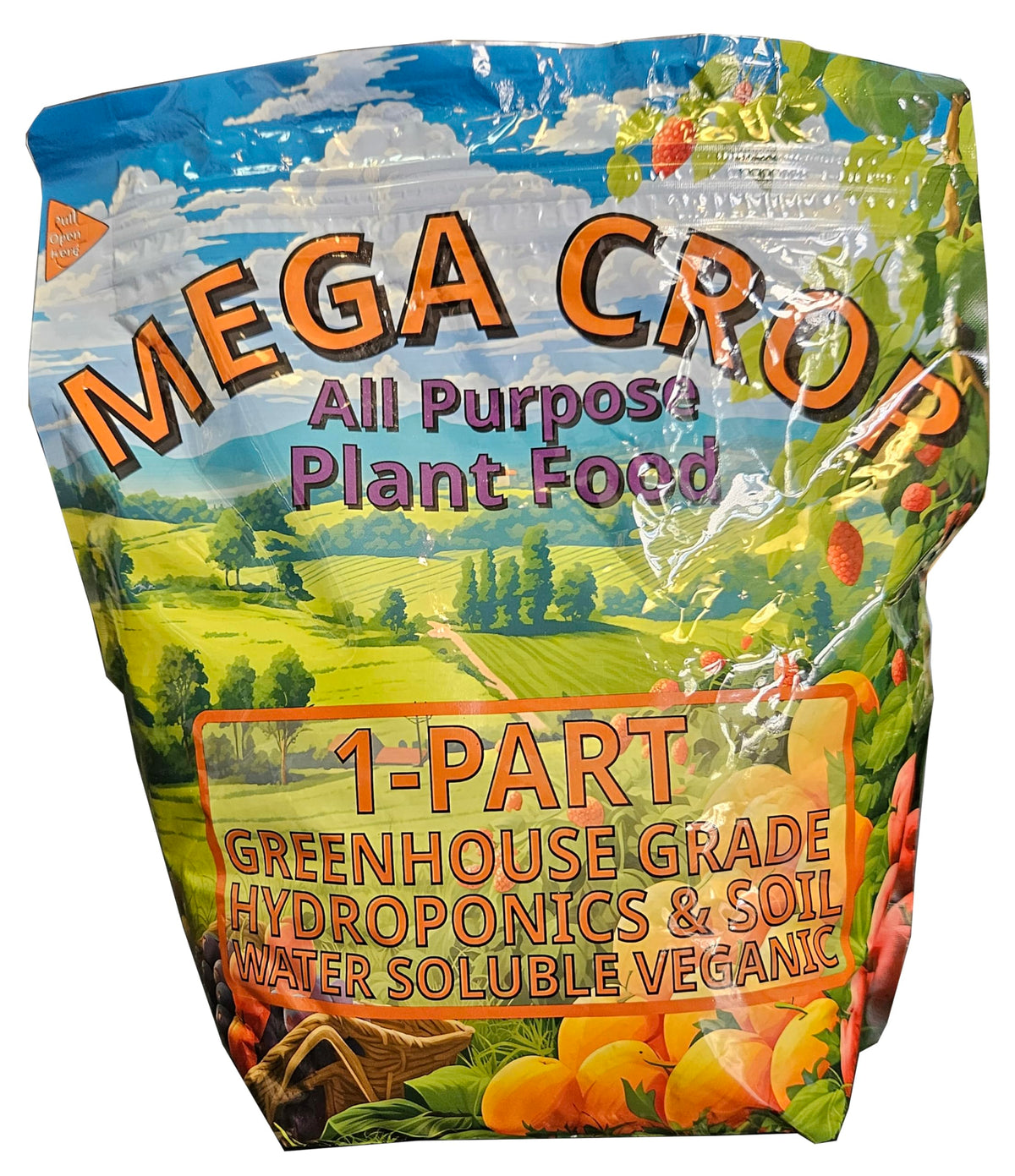Greenleaf bottle front packaging showing Mega Crop for simplified feeding