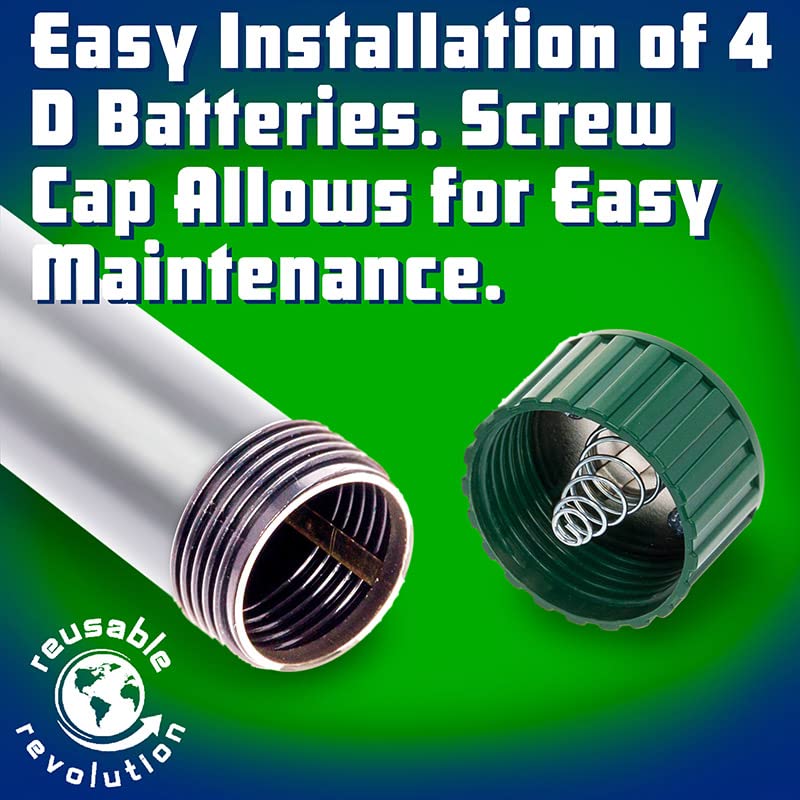 GreenLighting open battery compartment with twist cap showing quick battery change benefit